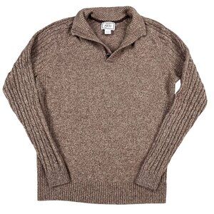 Jos A Bank 1905 Mens Wool Blend Brown Long Sleeve Polo Sweater Sz Large